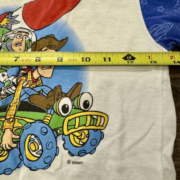 Vintage Disney Toy Story Shirt kids White Blue Buzz Woody RC Made USA 90s *READ* - Picture 10 of 12